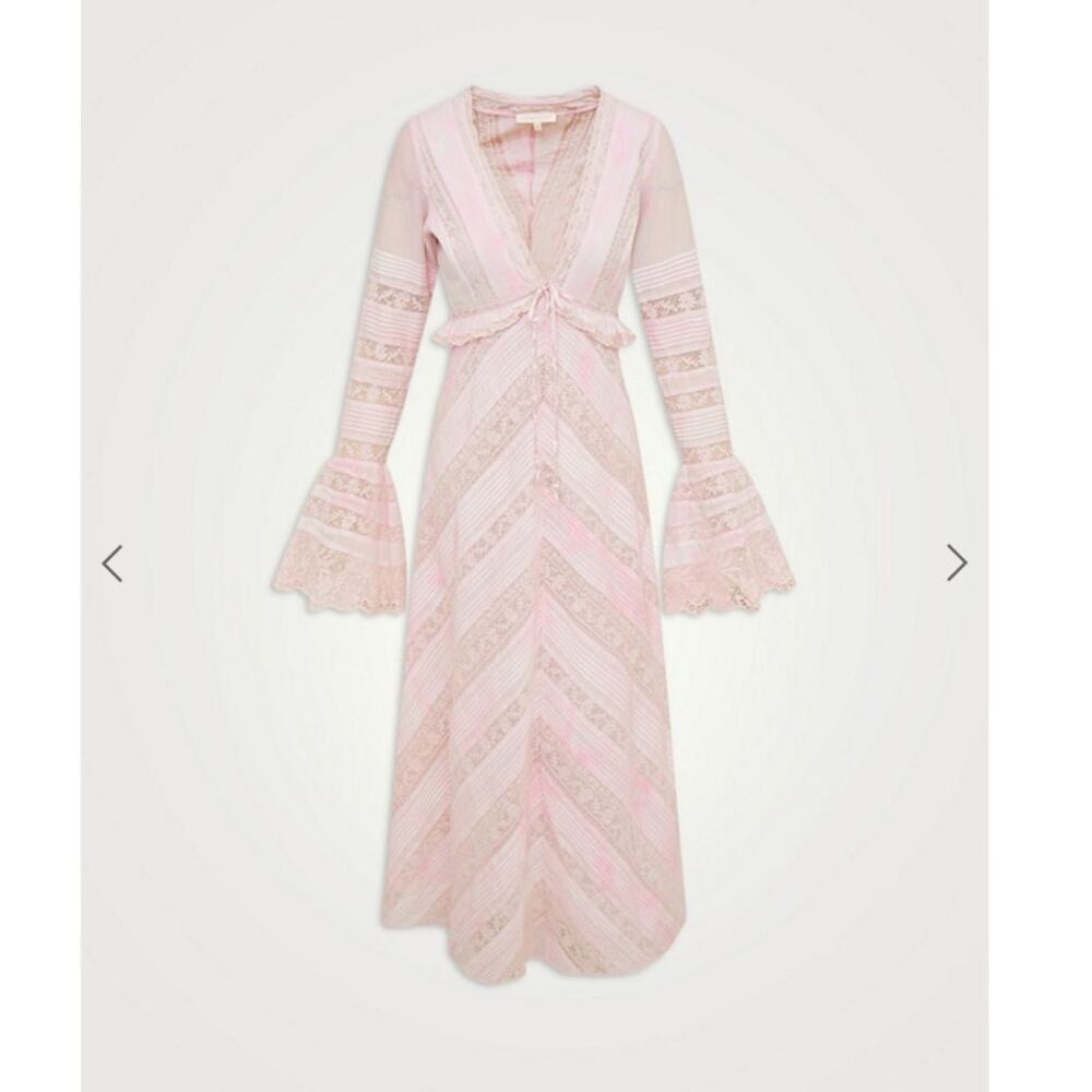 LoveShackFancy Blush Maxi Dress with Ruffle Sleeves - Picture 3 of 11